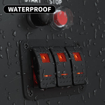 PN-1813-R Red Lighted Waterproof 3 Gang Boat Switch Panel