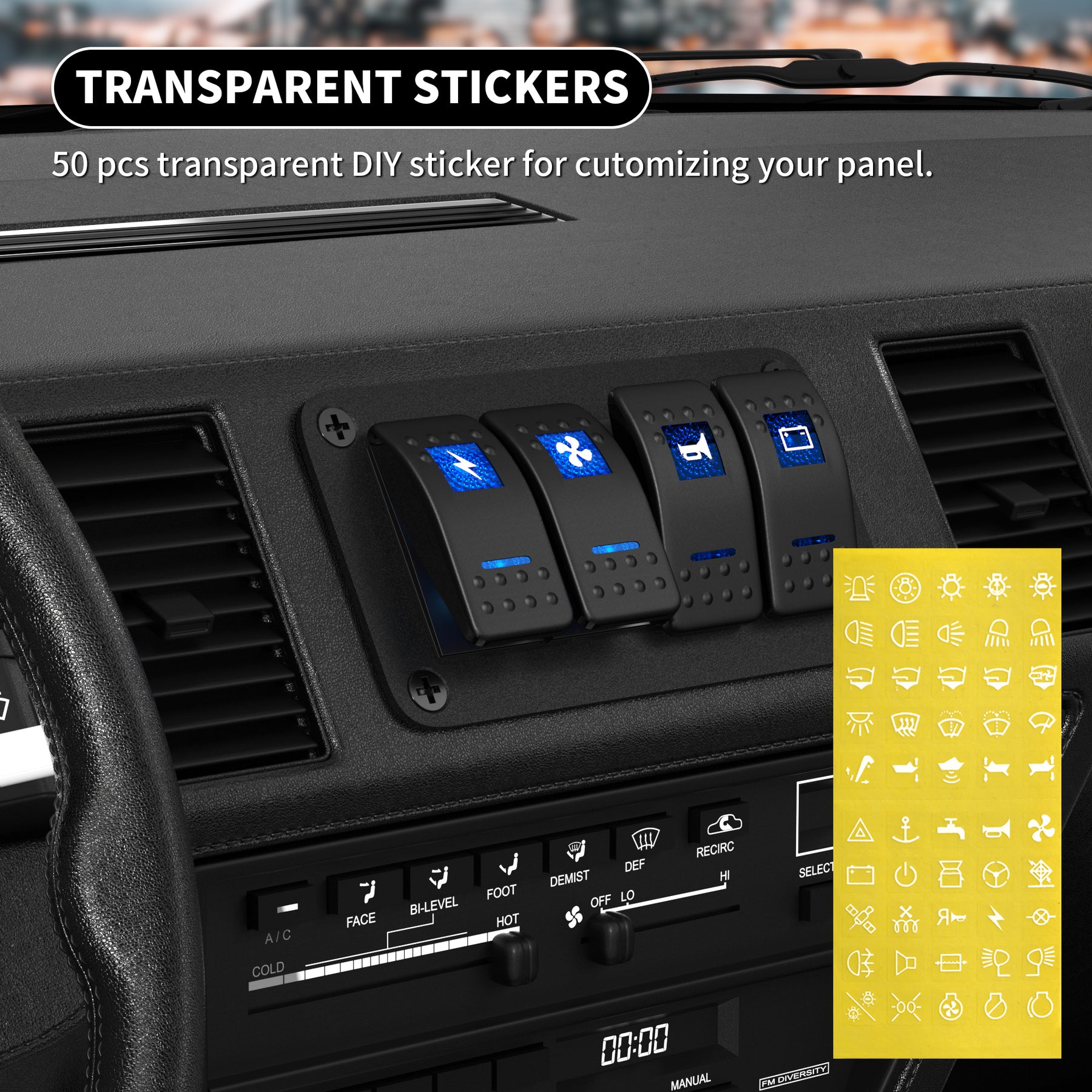 Double Switch Sticker 12V 4 Gang Dual Light Switch Panel with Sticker – DAIER
