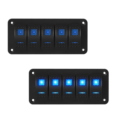 PN-1815 5 Gang Rocker Switch Panel with Dual LED