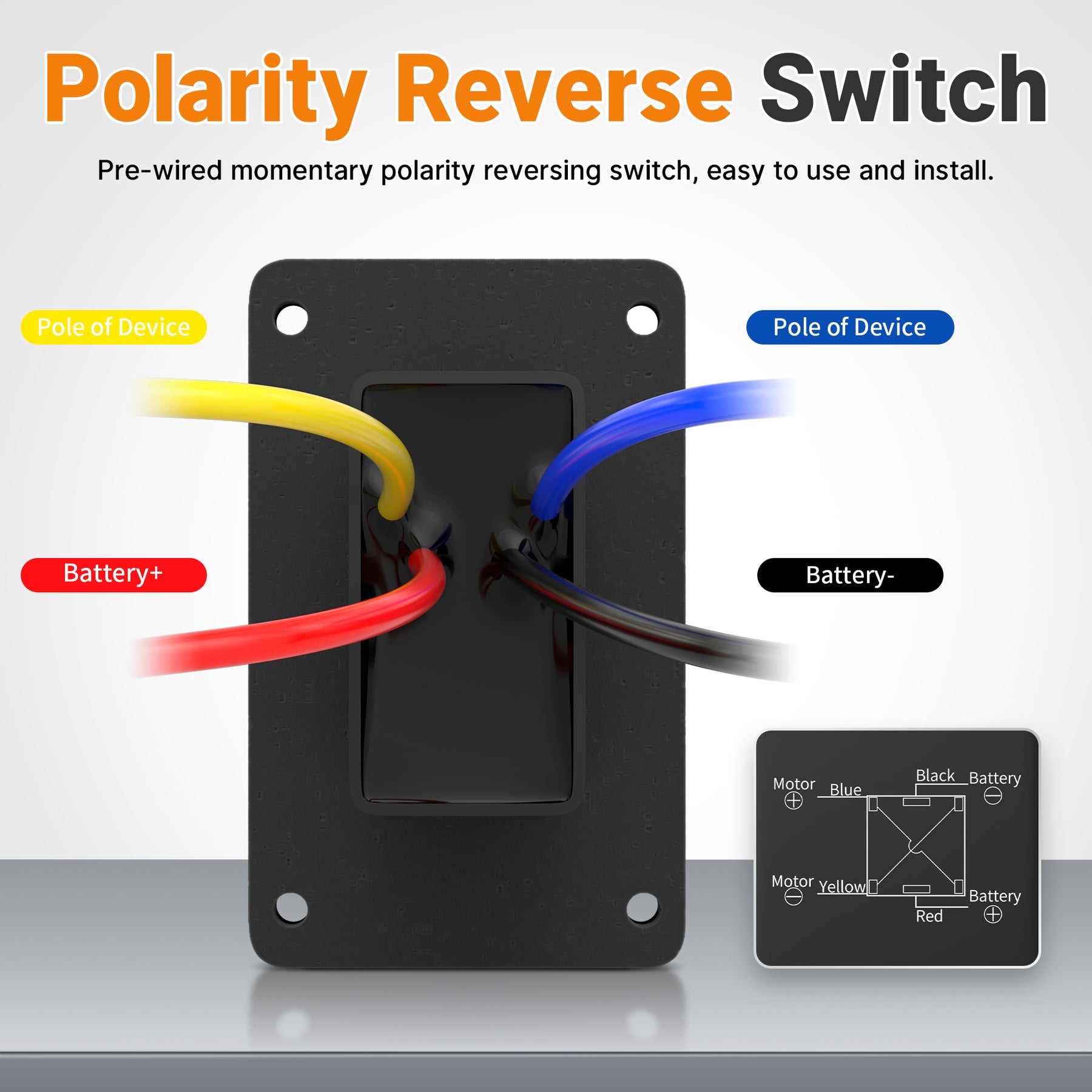 12V 20A (ON)-OFF-(ON) Momentary 3 Position Waterproof Extend Retract S ...
