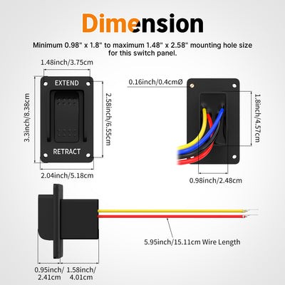12V 20A wasserdichter Momentanschalter mit 3 Positionen zum Ausfahren und Einfahren