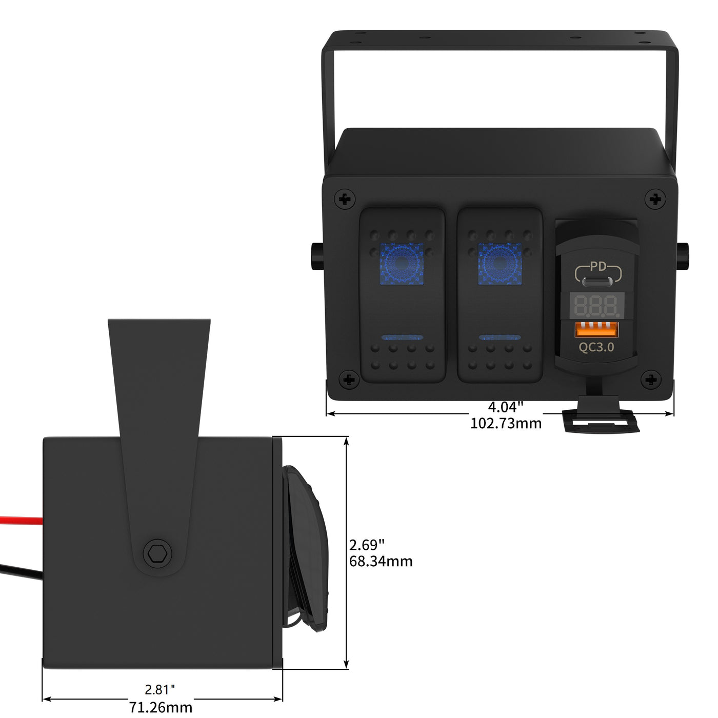 2 Gang Rocker Switch Panel Box with PD Type C and QC 3.0 USB Charger ...