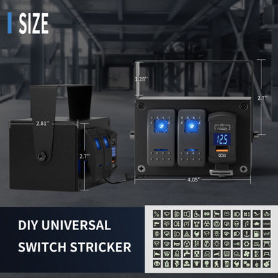 2-Gang-Wippschalter-Panel-Box mit PD Typ C und QC 3.0 USB-Ladegerät