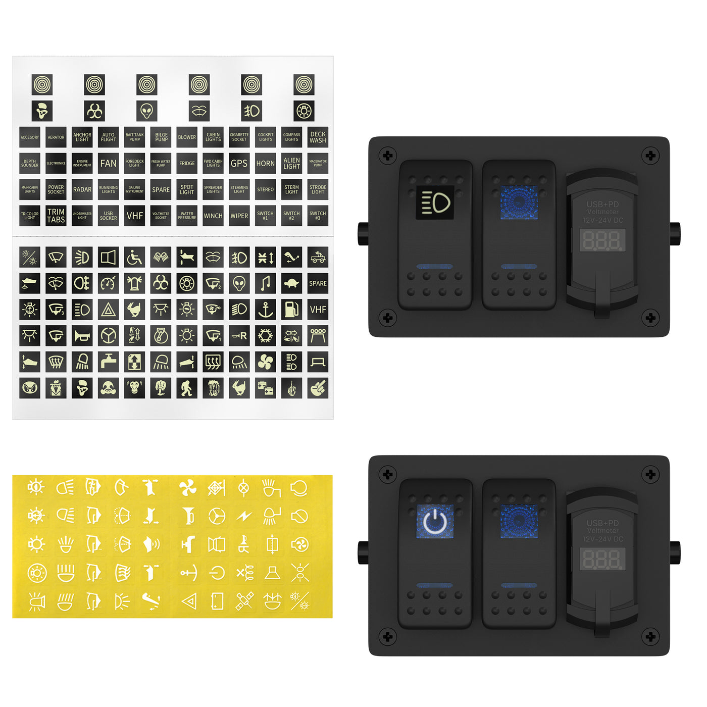 PN-L2S1-P21E 2 Gang Rocker Switch Panel Box with Lable Sticker