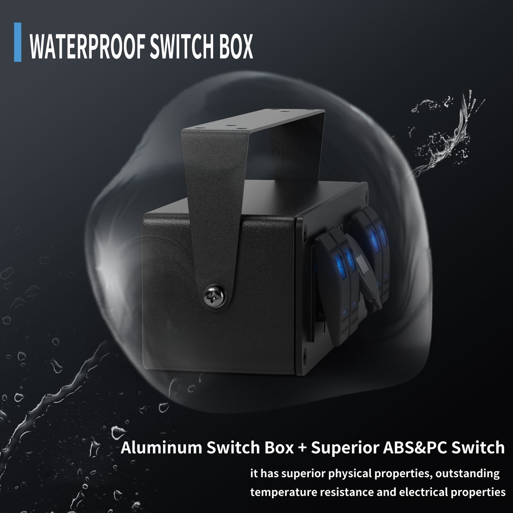 4 Gang Rocker Switch Box with Dual USB Charger (PD & QC 3.0) & Voltmet ...