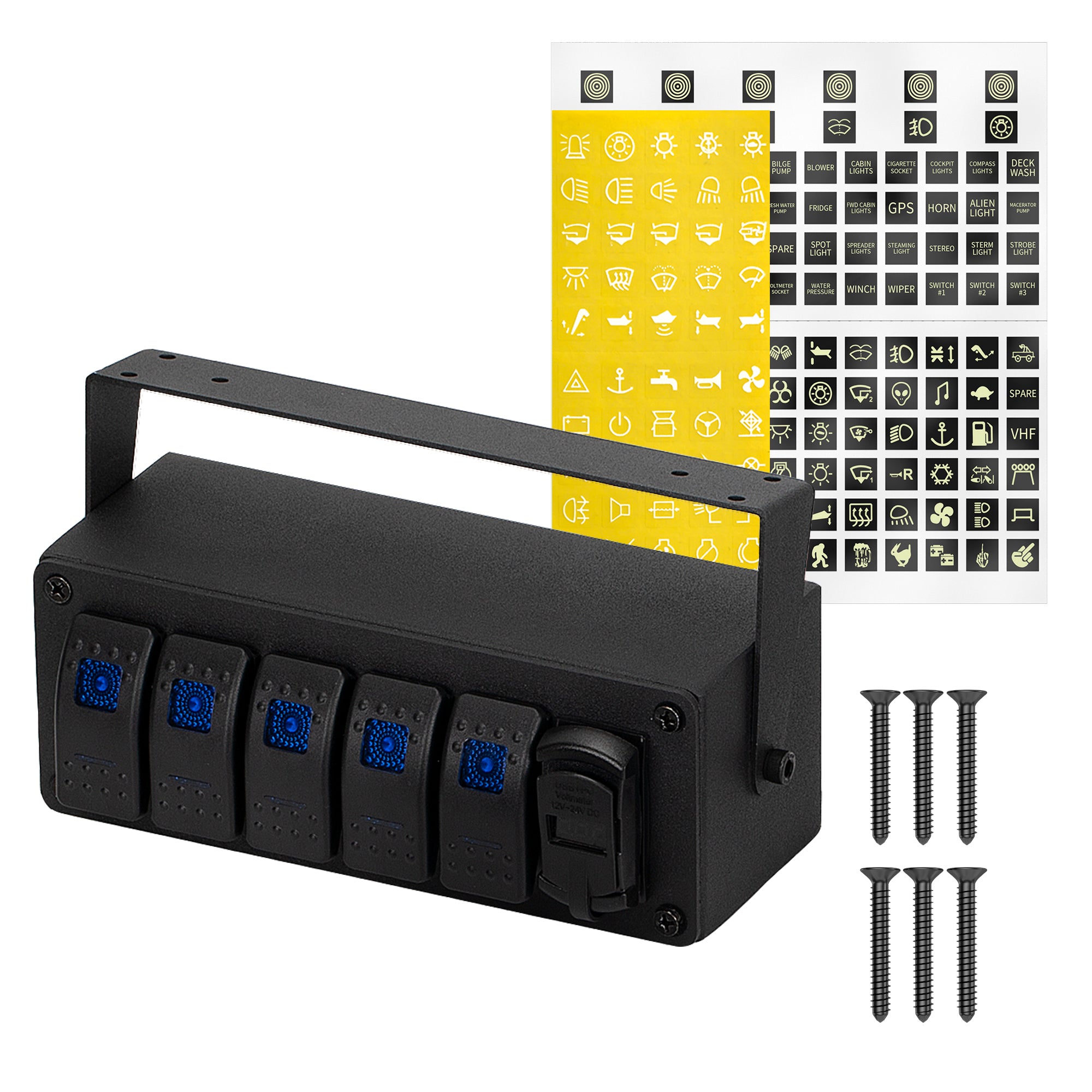 5 Gang Rocker Switch Box with PD Type C and QC3.0 USB Charger – DAIER