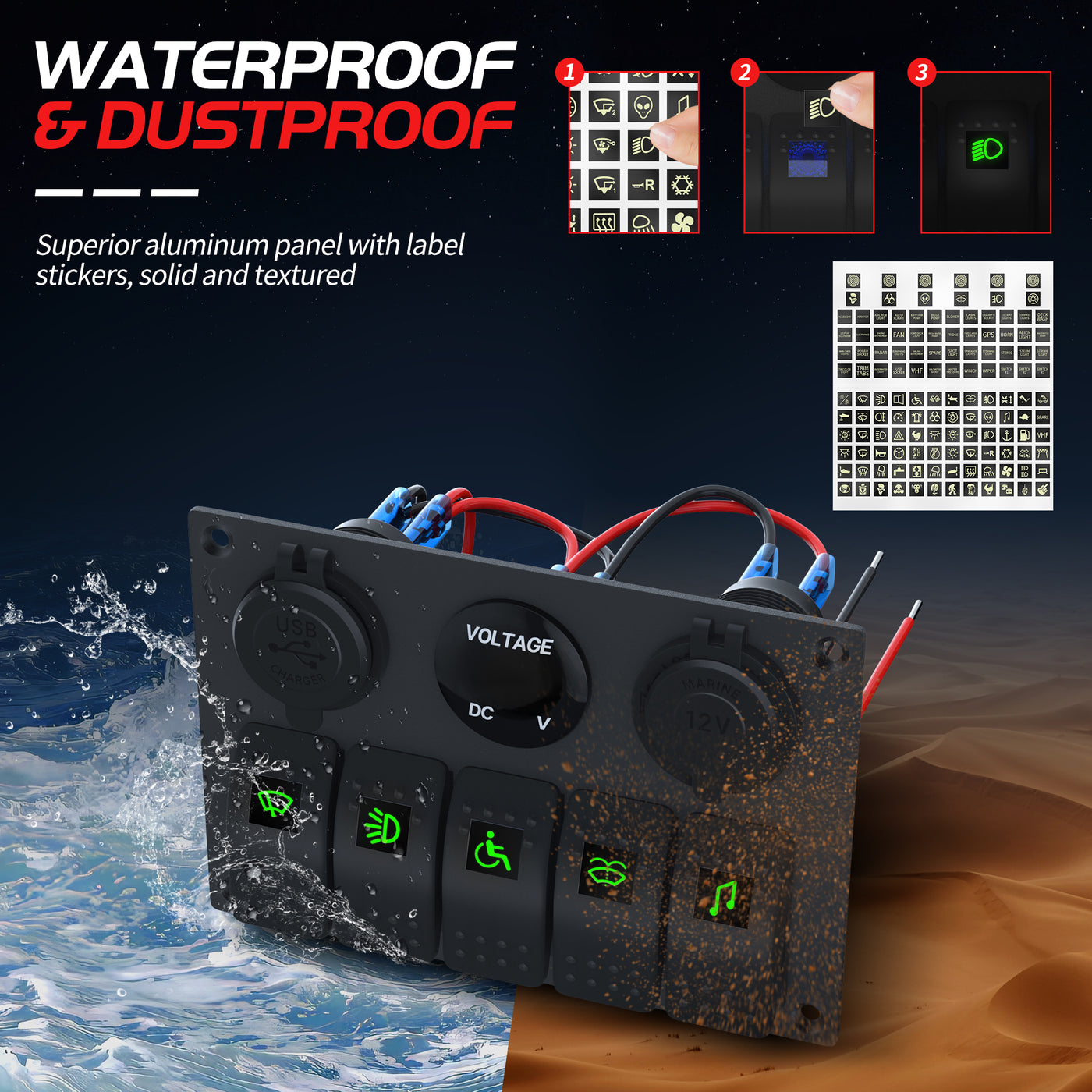 Socket For Rocker Switch Aluminum Multifunction 5 Gang Rocker Switch Power Socket Panel – DAIER