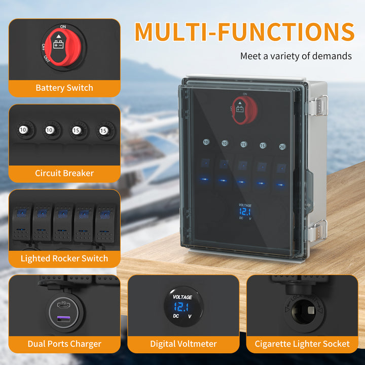 cigarette lighter switch box Auto Car 3-Socket Adapter with USB Port and on-off 24V vehicles Nilight QC 3.0 Dual USB
