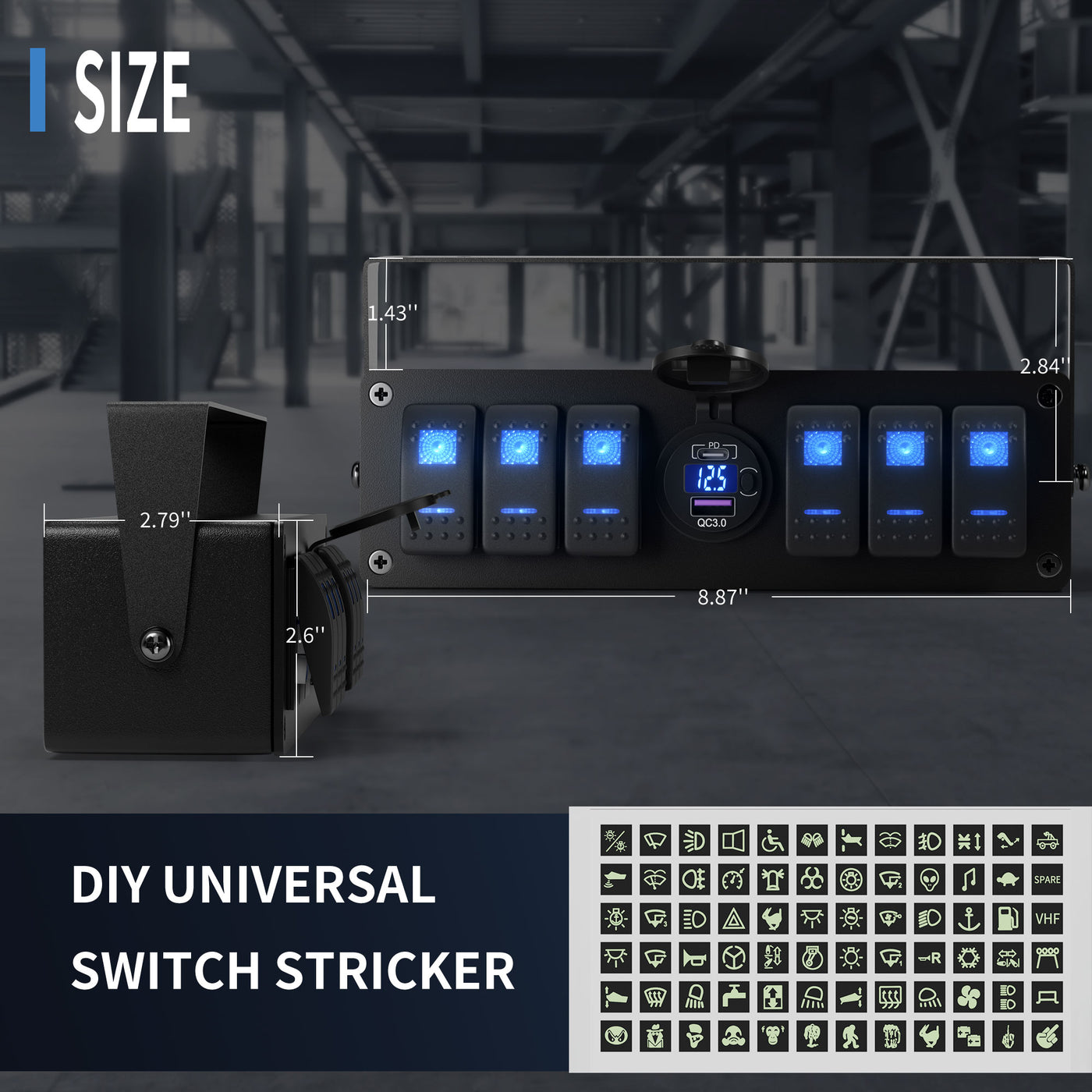 Printable Rocker Switch Box 6 Gang Rocker Switch Box with PD & QC3.0 Dual USB Charger | 12V/24V Wa ...
