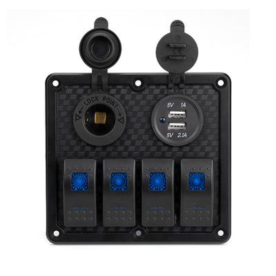 PN-R4S2 12V Waterproof 4 Gang Rocker Switch Panel with Fuses