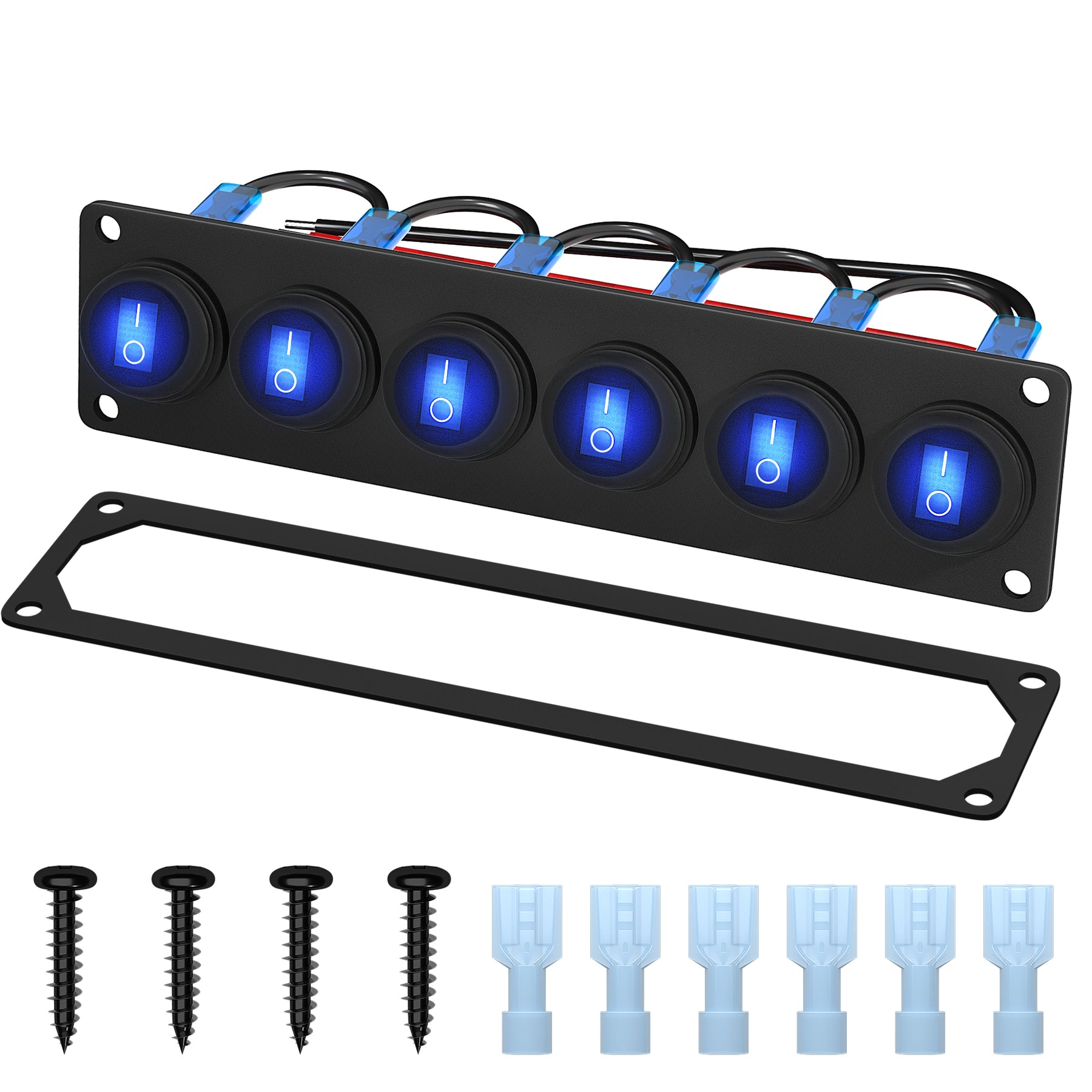 12V 20A Waterproof Dot LED 6 Gang Round Rocker Switch Panel – DAIER