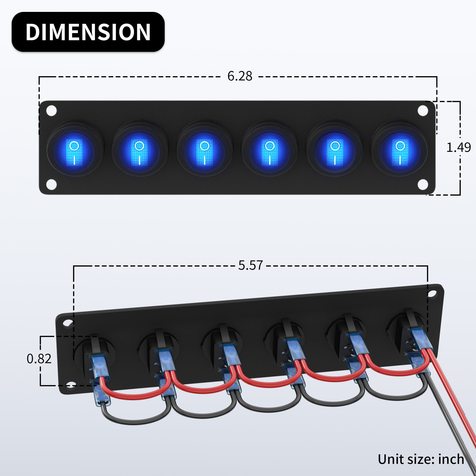 12V 20A Waterproof Dot LED 6 Gang Round Rocker Switch Panel – DAIER