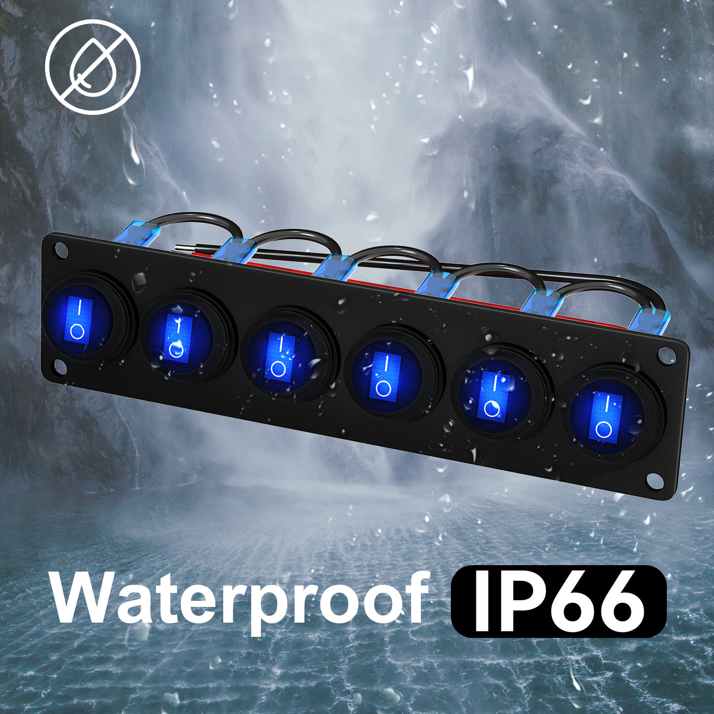 12V 20A Waterproof Dot LED 6 Gang Round Rocker Switch Panel – DAIER