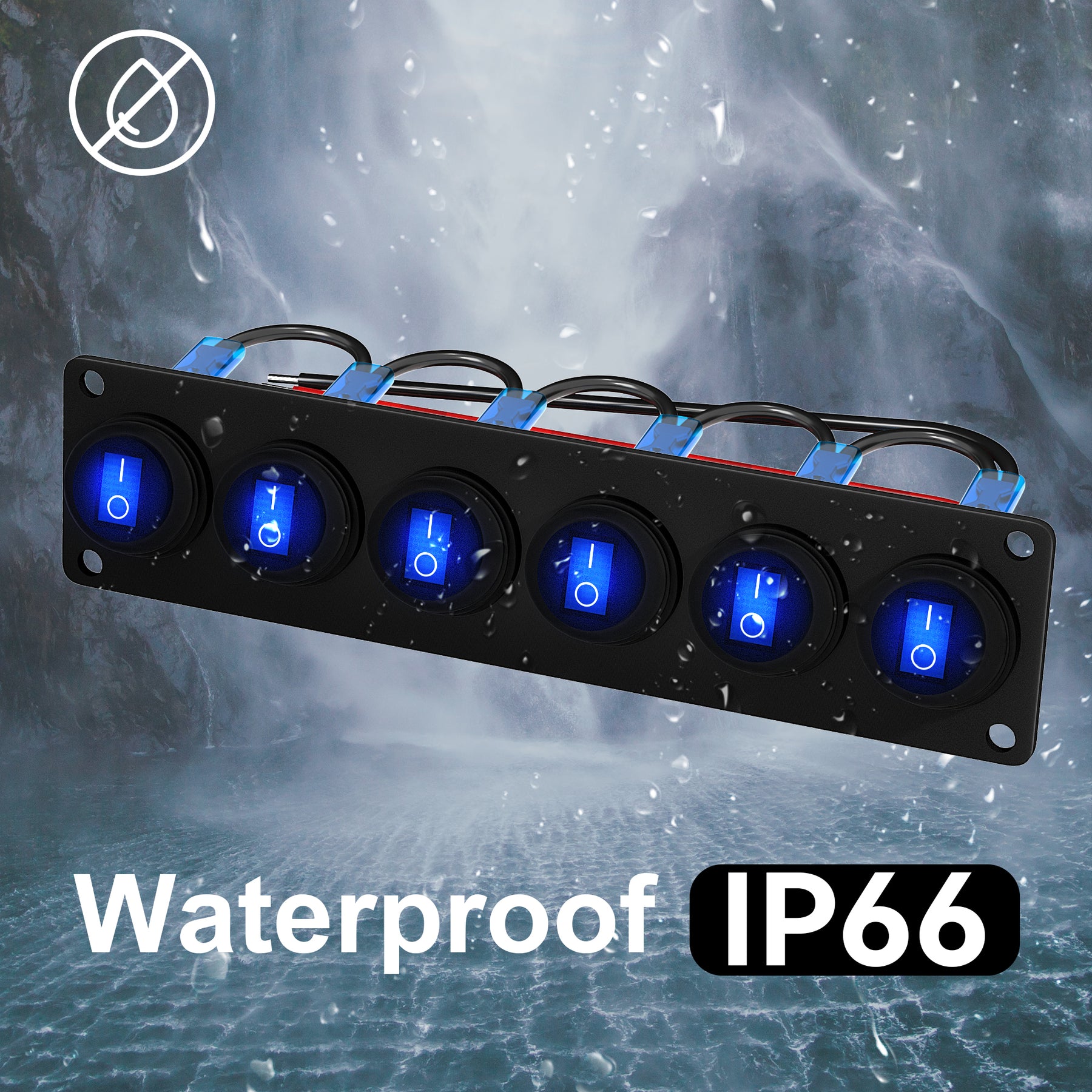 12V 20A Waterproof Dot LED 6 Gang Round Rocker Switch Panel – DAIER