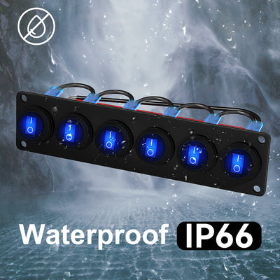 PN-R6-101NW Waterproof IP66 6 Gang Rocker Switch Panel