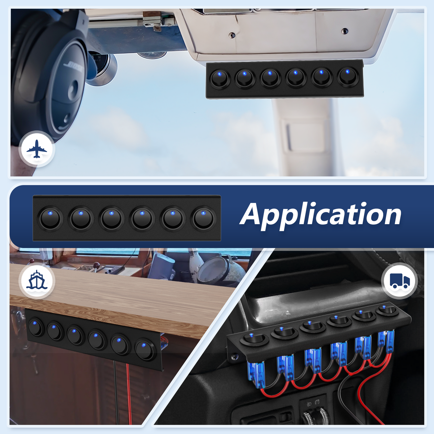 PN-R6L-101EN 6Gang Round Rocker Switch Panel Application