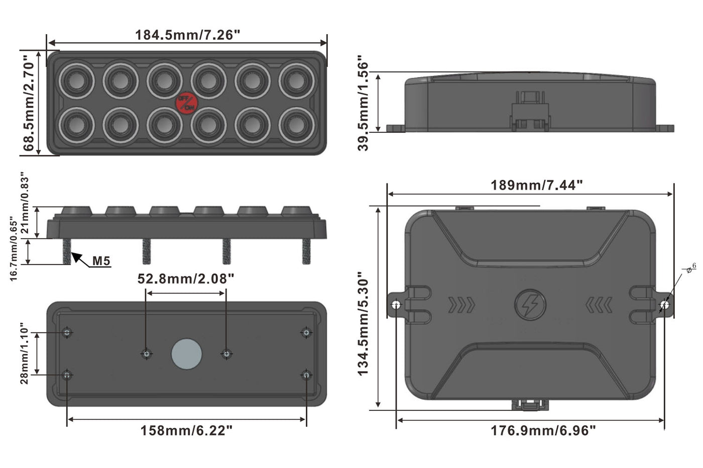 Multi-Color Backlight 12 Gang Switch Panel Relay System for Truck, Jeep, UTV, Boat
