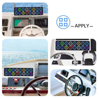 16 Gang Switch Panel Relay System Kit with Reusable Icons for Off-Road, Marine