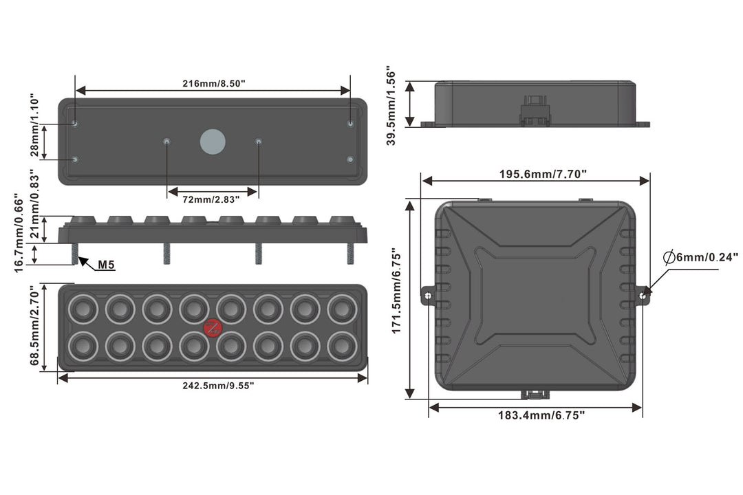 16 Gang Switch Panel Relay System Kit with Reusable Icons for Off