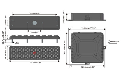 16 Gang Switch Panel Relay System Kit with Reusable Icons for Off-Road, Marine
