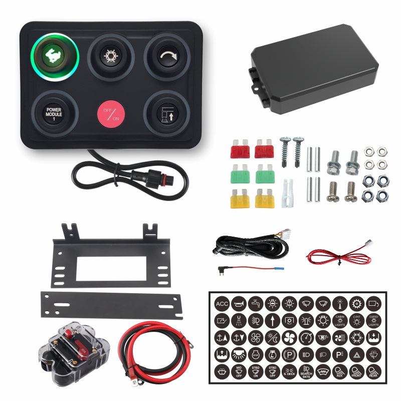 5 Gang Switch Panel Electronic Relay System Car Touch Switch Box