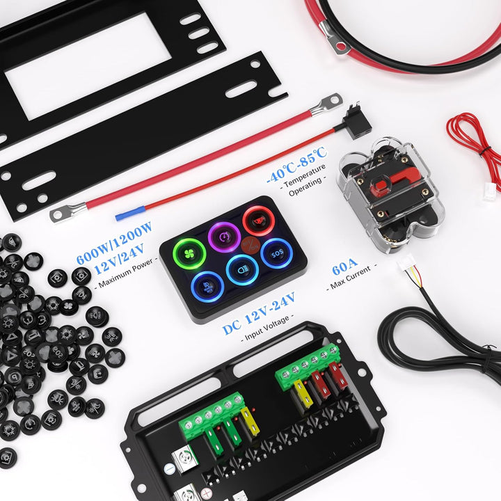 Programmable Multicolored 6 Gang Switch Panel with Relay System