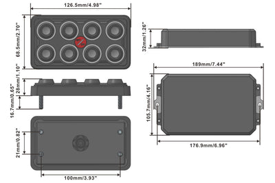 Multi-Color 8 Gang Switch Panel System with Relay Box 12V/24V Control for Jeep, UTV, Truck Accessories