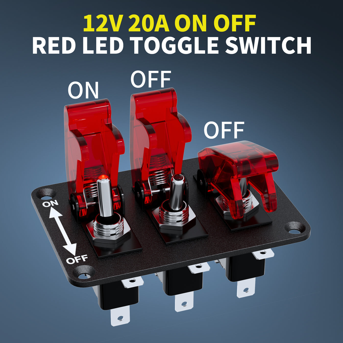 3 in 1 Ignition ON-OFF Toggle Switch Panel with LED Light and Cover - DAIER