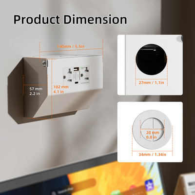 20A GFCI Outlet Box with USB A & C Ports ETL Listed Surface Mount Electrical Box for Garages & Workshops
