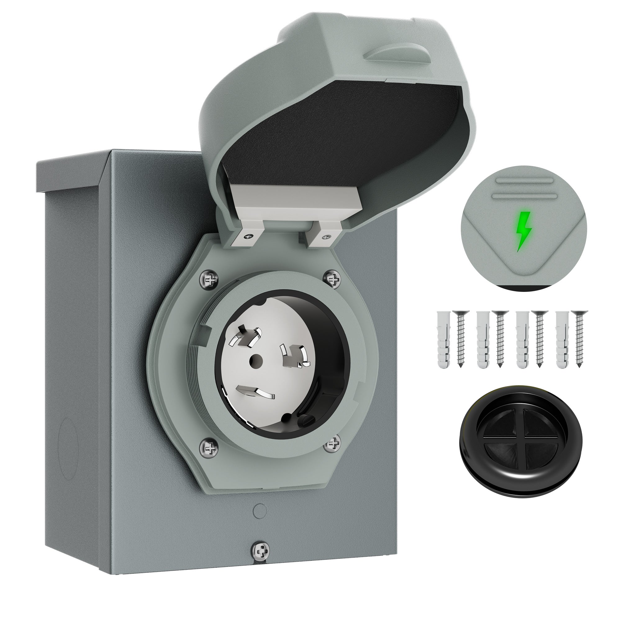 50A Power Inlet Box for 3 Prong NEMA SS2-50P 125/250Volt 12500 Watts w ...