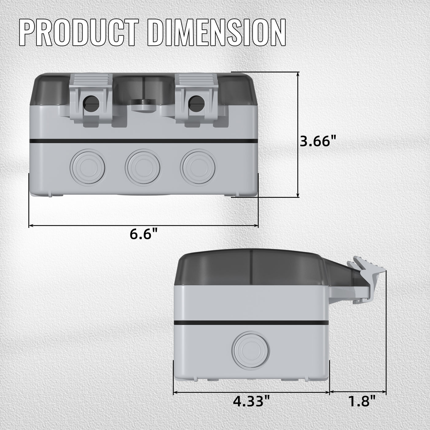 15A 110-250V IP66 2 Gang Outdoor Outlet Box with Power Switch and LED Indicator