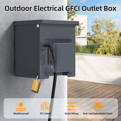 Dual 20 Amp RV Power Outlet Box WRTR GFCI Receptacle with USB-C/A Tamper-Resistant Lockable Cover