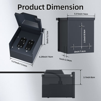 Dual 20 Amp RV Power Outlet Box WRTR GFCI Receptacle with USB-C/A Tamper-Resistant Lockable Cover