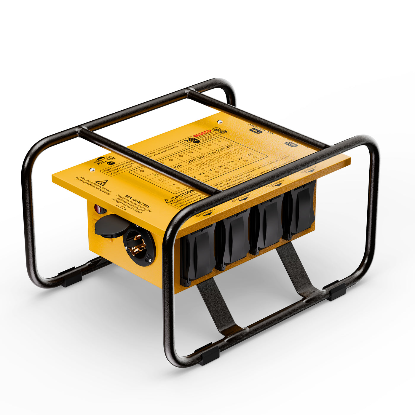 50A 125/250V Temporary Power Box | GFCI & Circuit Breaker Protected Outlets (5-20R, L6-30R, L14-30R)
