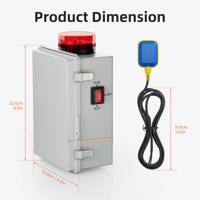 Automatic High Water Alarm for Sump Pump Systems with 110dB Alarm