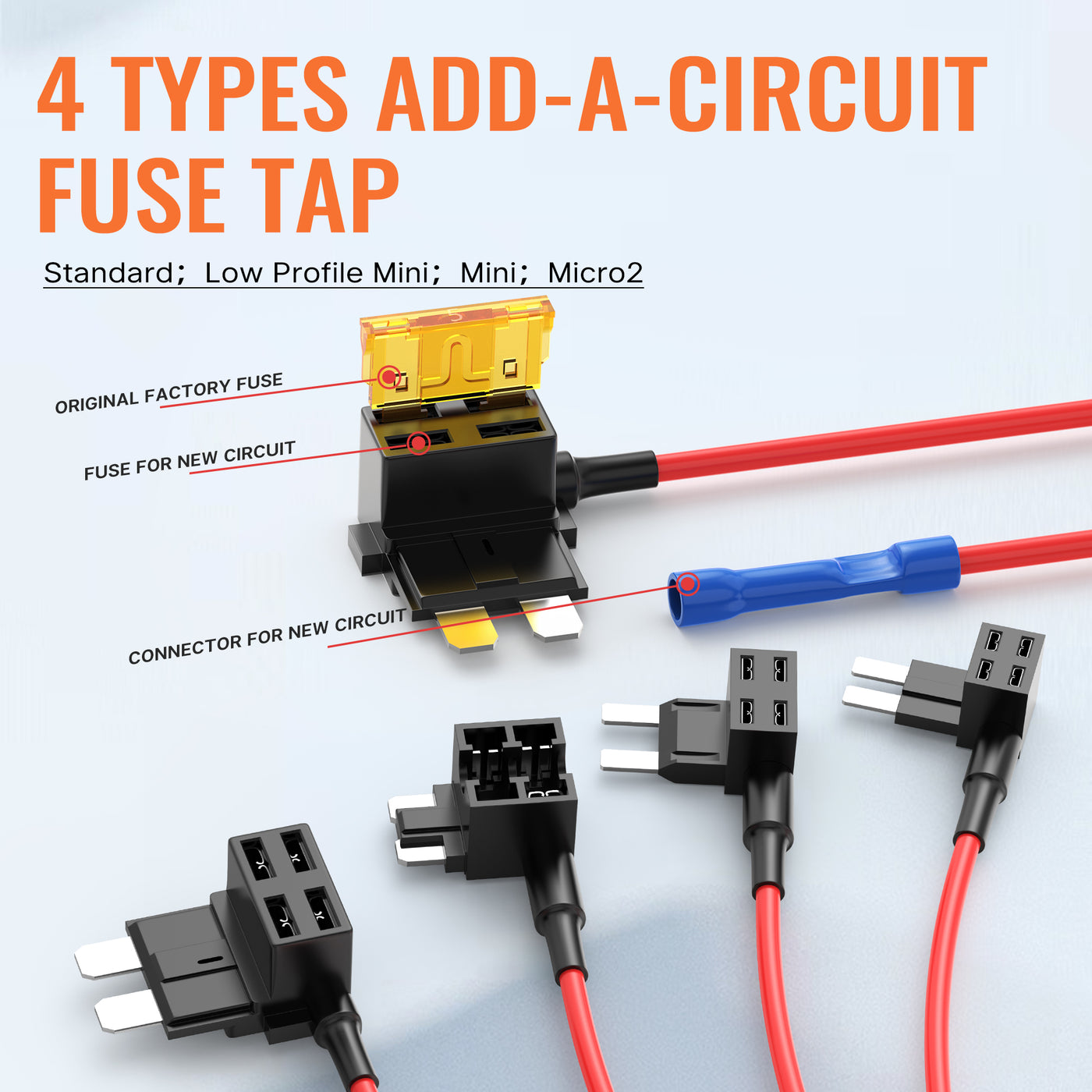 10PCS Add-A-Circuit APS/ATT Low Profile Mini Fuse Tap Adapter with 5A ...