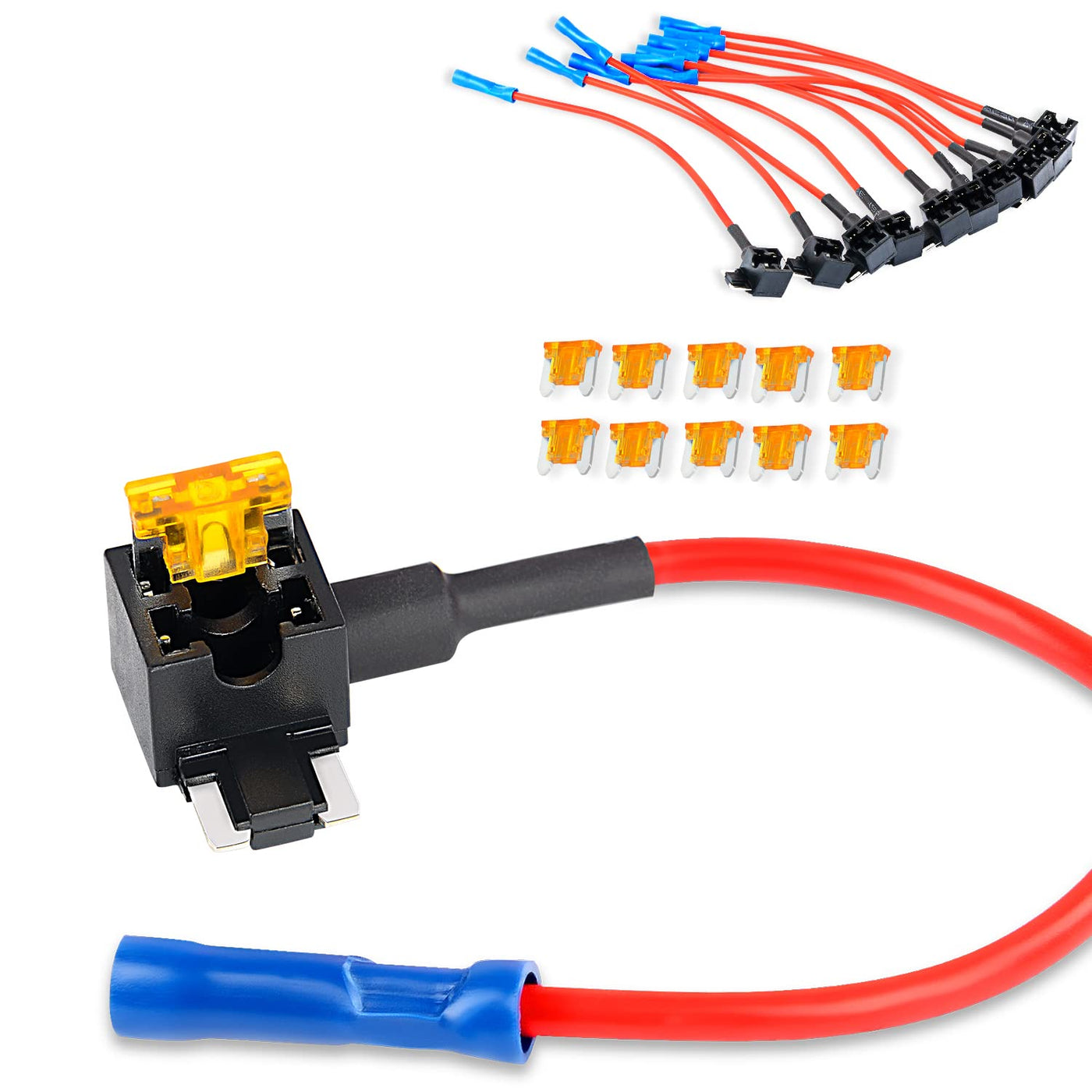 10PCS Add-A-Circuit APS/ATT Low Profile Mini Fuse Tap Adapter with 5A Fuses