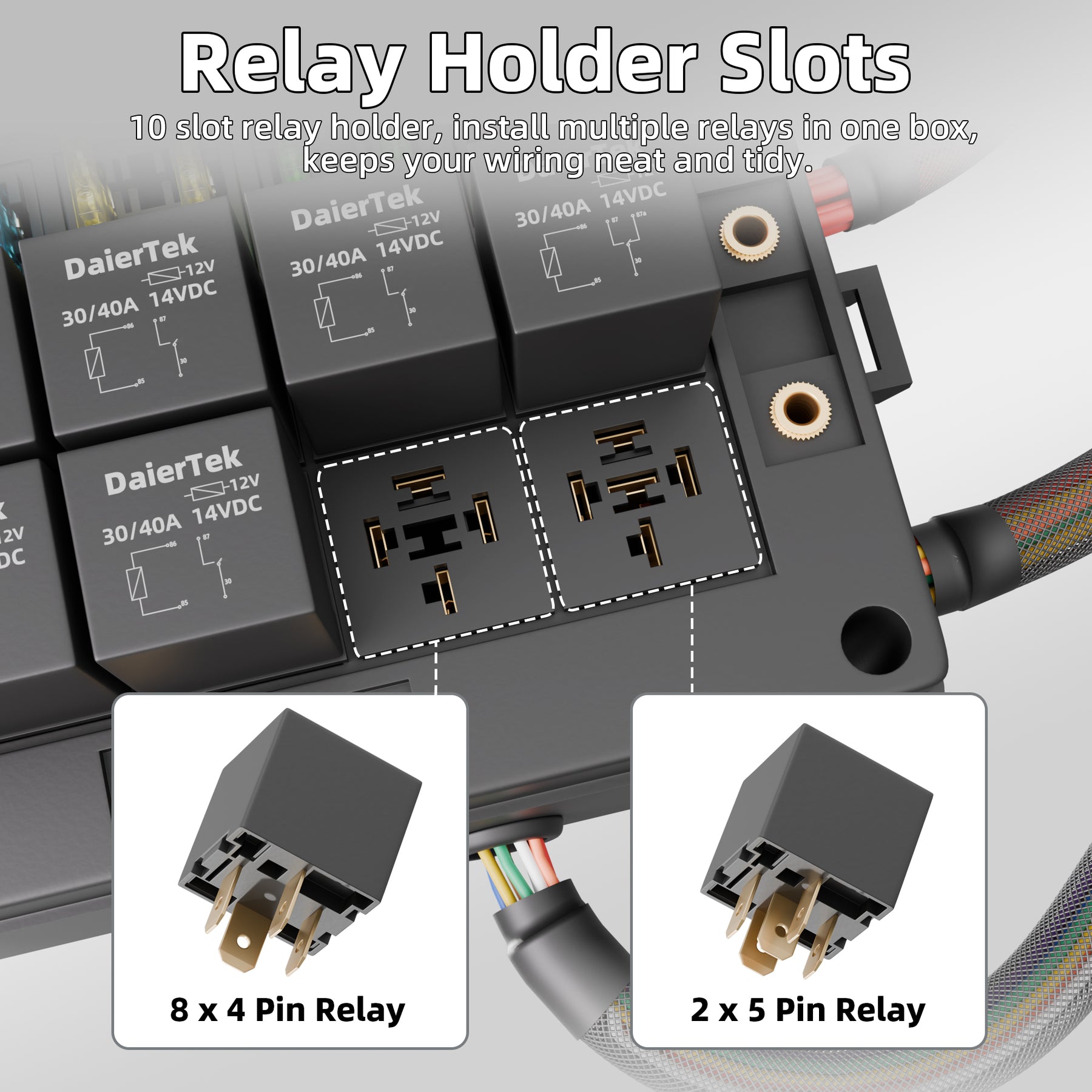 Automotive Power Compact Design Pre-Wired 10 Way Fuse Relay Box – DAIER