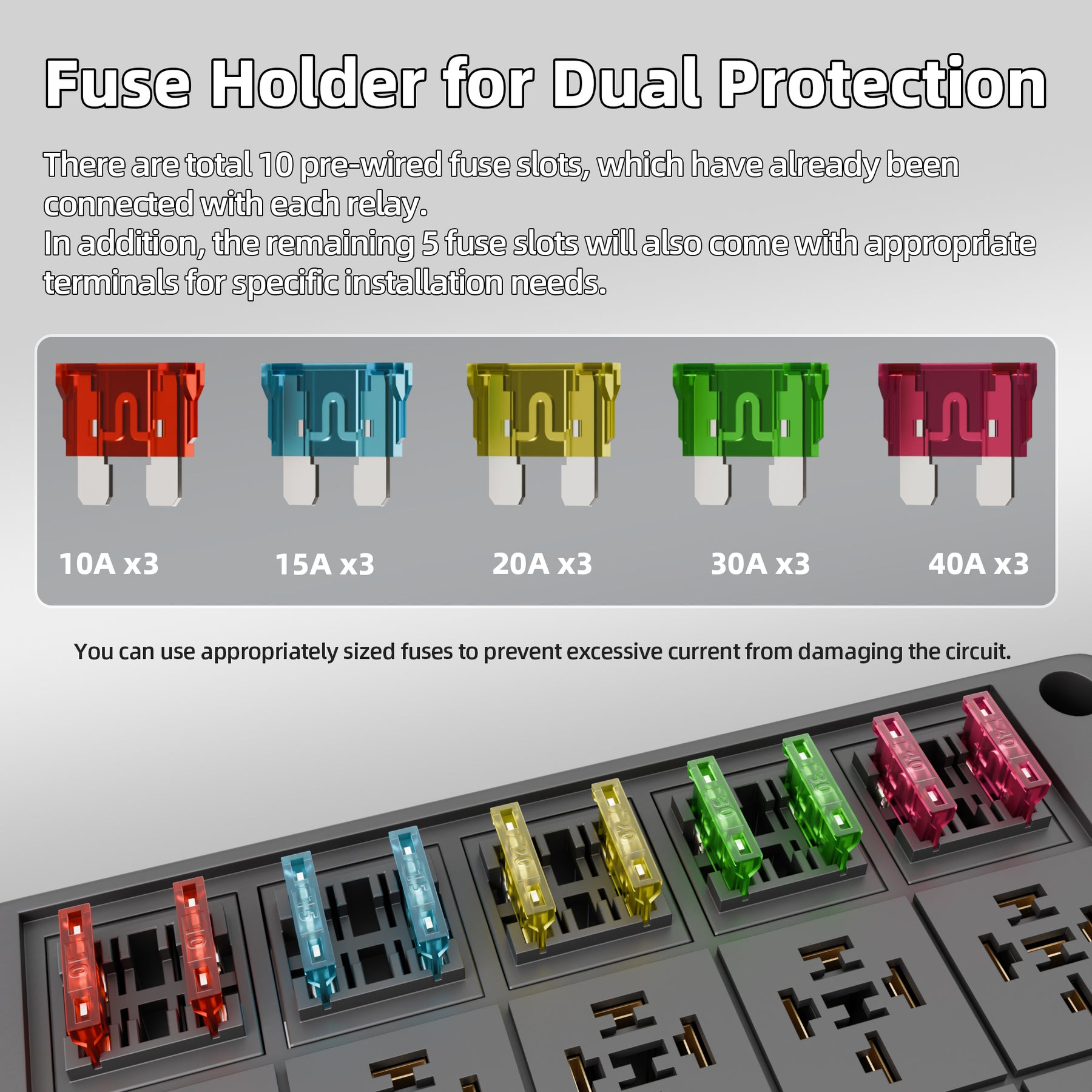 1800s Fuse Automotive Power Compact Design Pre-Wired 10 Way Fuse Relay Box – DAIER