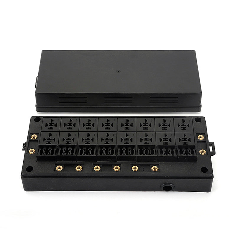 Automotive 24 Way Fuse and Relay Box Kit with 16 Relays and 24 Fuses