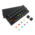 Automotive 24 Way Fuse and Relay Box Kit with 16 Relays and 24 Fuses