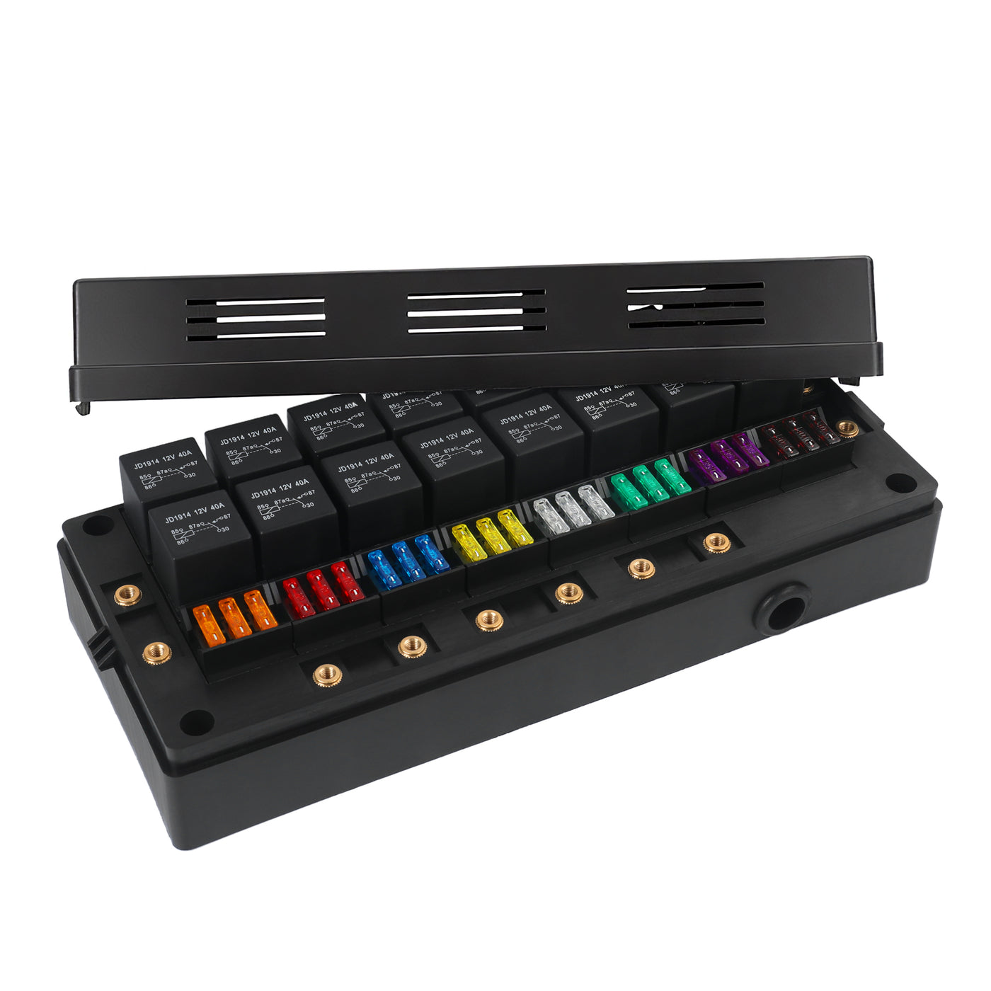 Automotive 24 Way Fuse and Relay Box Kit with 16 Relays and 24 Fuses