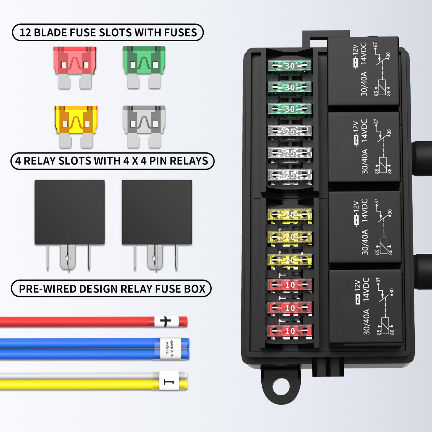 Universal 12 Way Waterproof Fuse and Relay Box with Pre-wired – DAIER