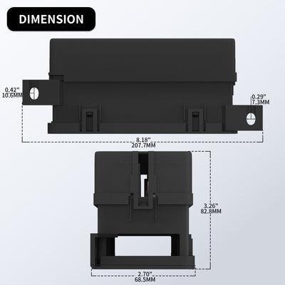 RB-R6F11-W1-4P 11-Way Pre-Wired Fuse Relay Box Dimenson