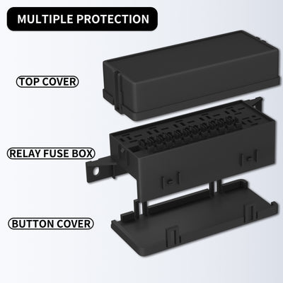 RB-R6F11-W1-4P 11-Way Pre-Wired Fuse Relay Box with Multiple Protection