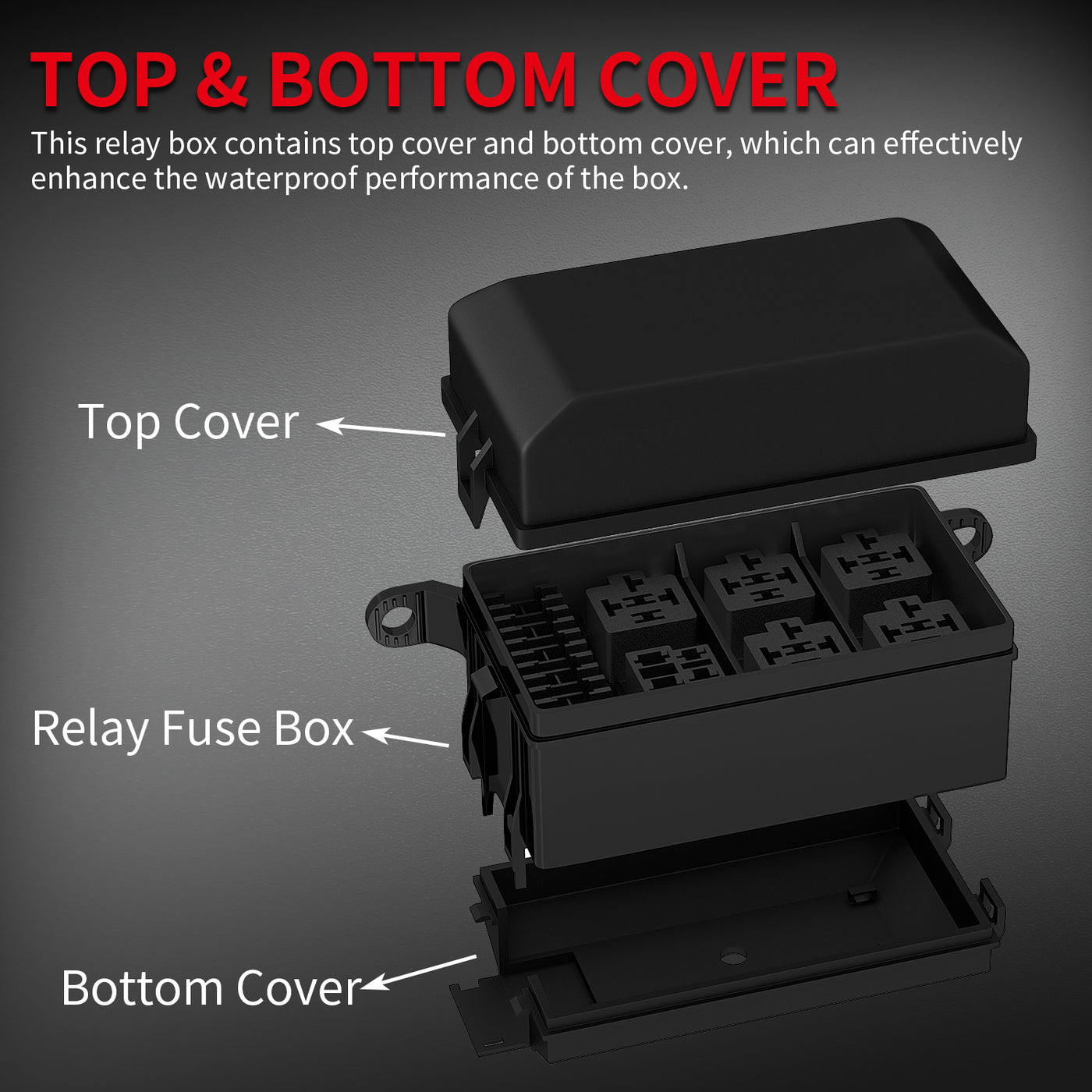 12V Auto 6 Way Fuse and Relay Box with ATC/ATO Fuses and Relays