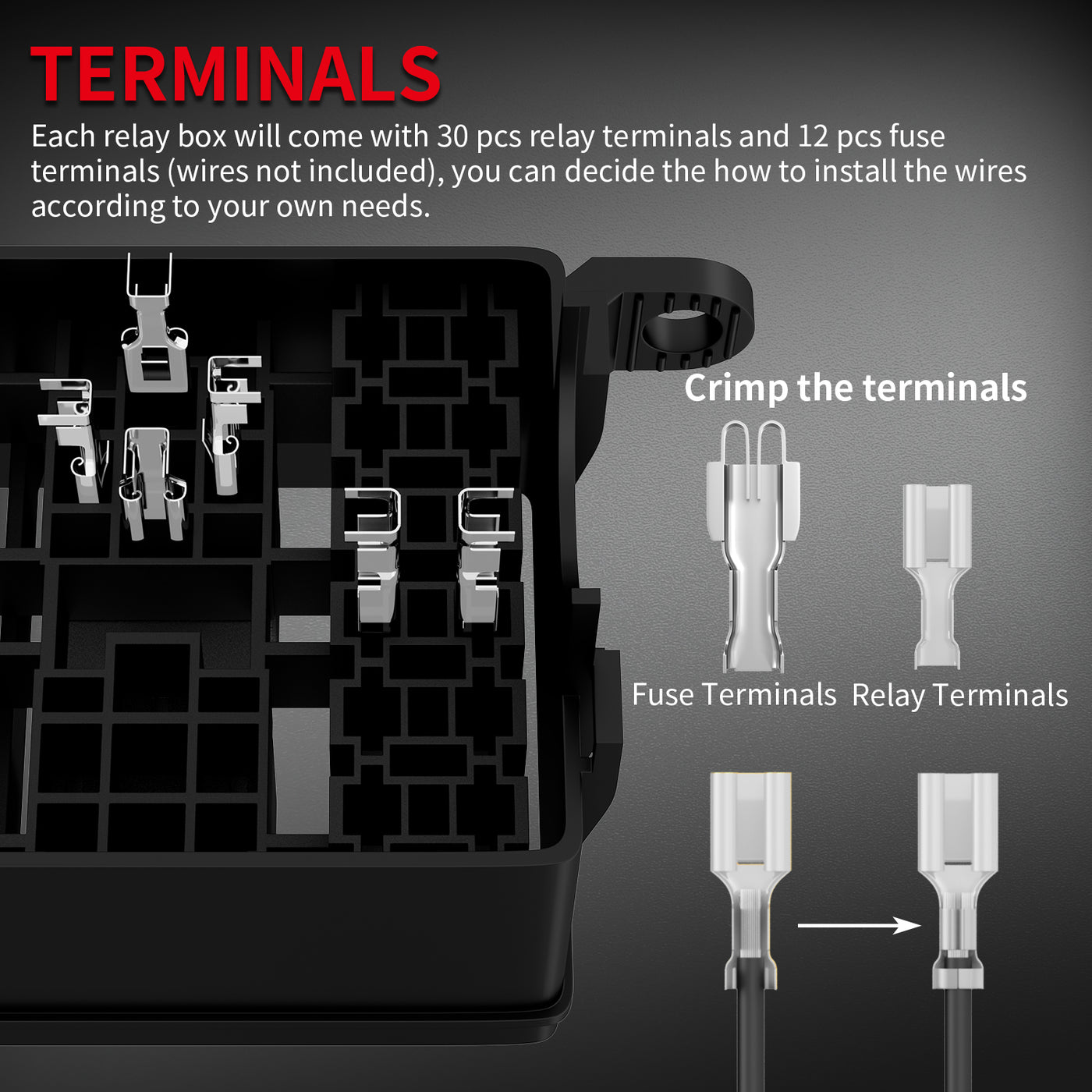 12V Auto 6 Way Fuse and Relay Box with ATC/ATO Fuses and Relays