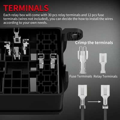 12V Auto 6 Way Fuse and Relay Box with ATC/ATO Fuses and Relays