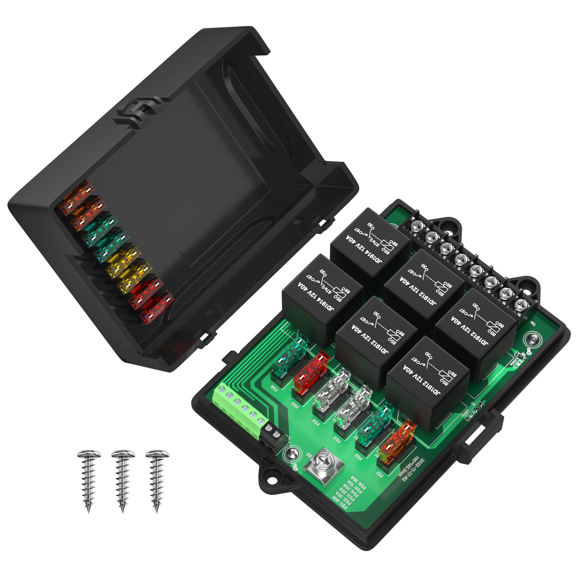 12V Automotive 6 Way Fuse and Relay Module Box with LED Indicators – DAIER