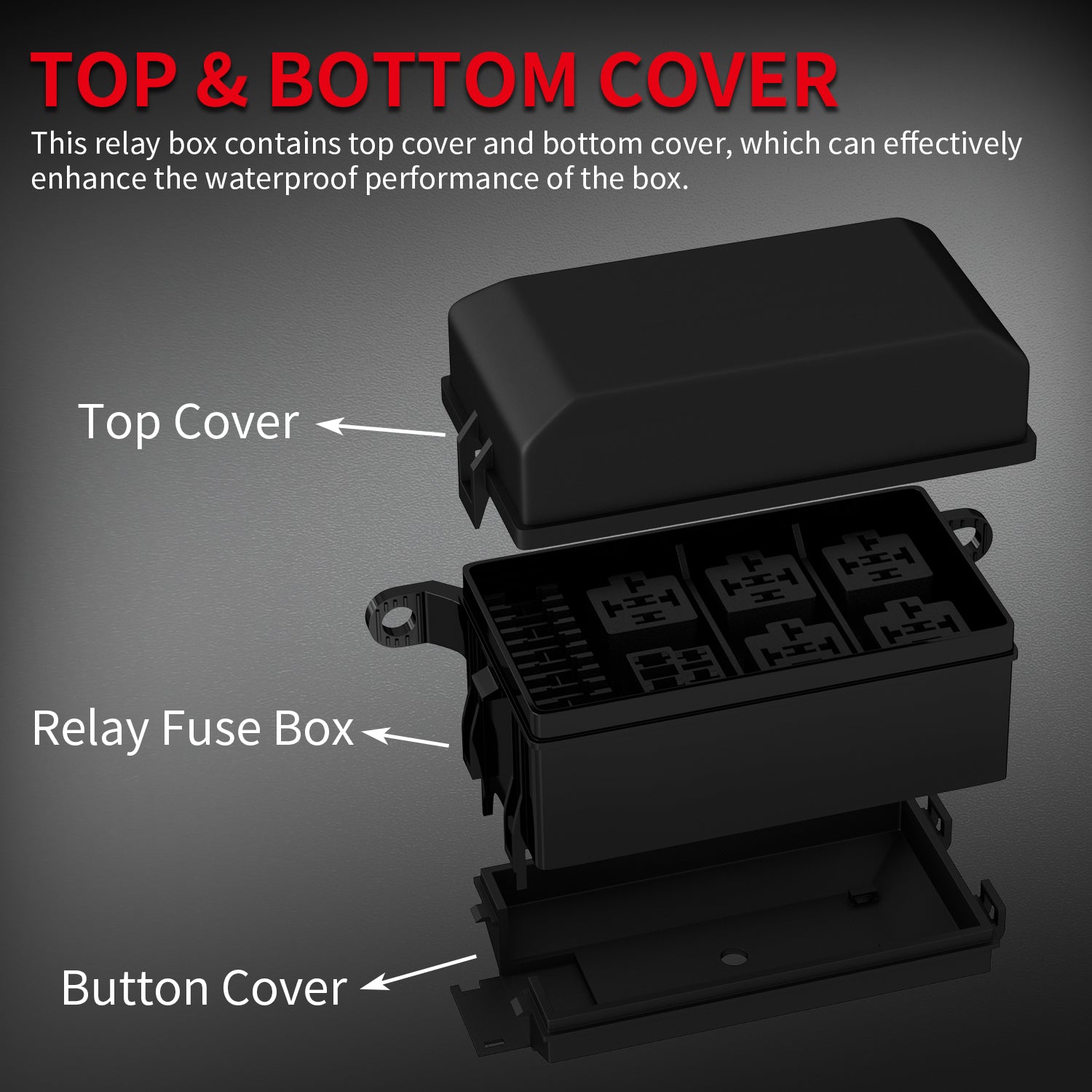 12V Auto 6 Way Fuse and Relay Box with ATC/ATO Fuses and Relays DAIER